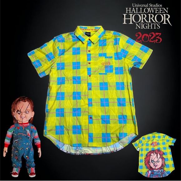 Universal Studios Halloween Horror Nights 2023 Commemorative Chucky Button Up - Picture 1 of 7